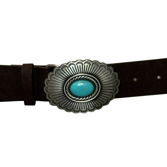 Boho Cowgirl Belt w/ Silver & Turquoise Buckle - Picture 5 of 5